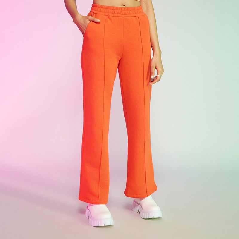 MIXT by Nykaa Fashion Orange Solid Straight Fit Pants: Buy MIXT by ...