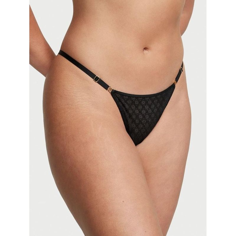 Victoria's Secret Very Sexy Icon Lace Adjustable String Thong Panty Black (S)