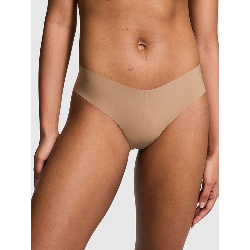 Victoria's Secret Pink No-Show Thong Panty Brown (L)