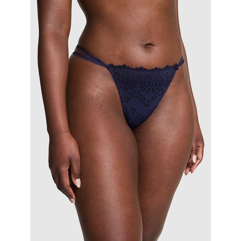 Victoria's Secret Pink Wink V-String Panty Blue (L)