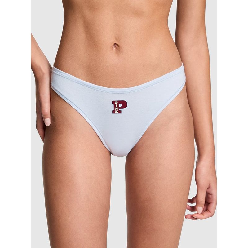 Victoria's Secret Pink Cotton High-Leg Thong Panty Blue (S)