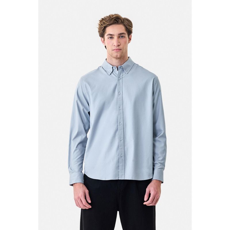 Snitch Light Blue Solid Full Sleeves Regular Semi Formal Shirt for Men (M)