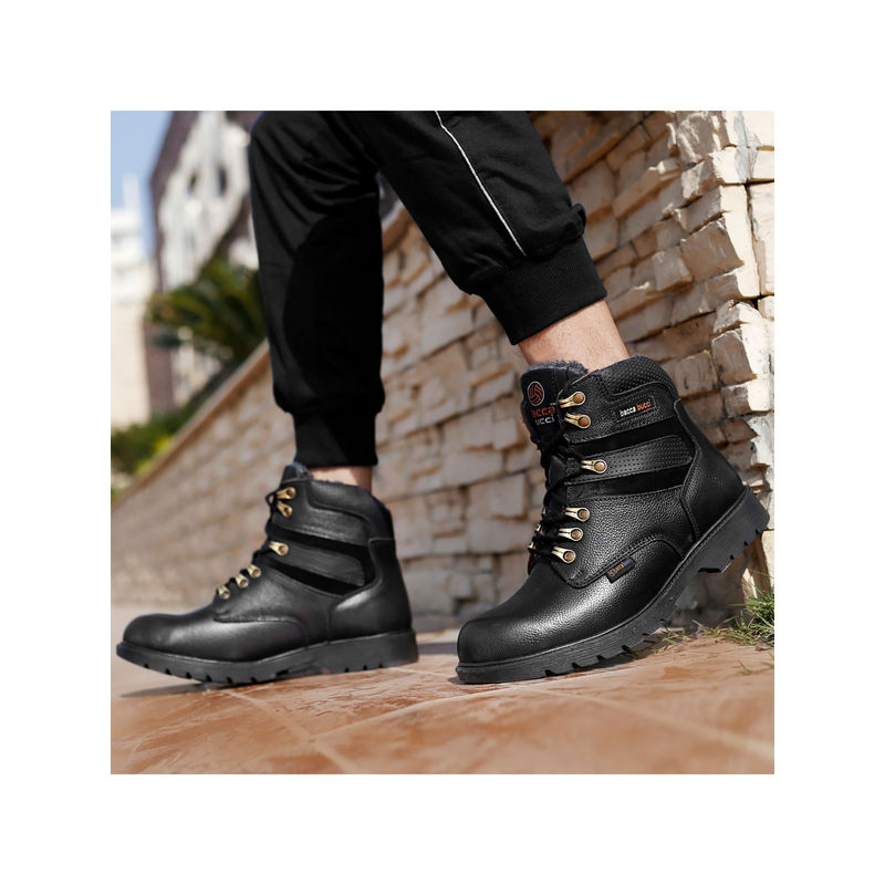 Bacca Bucci 6 Inches Steel Toe Cap Genuine Grain Leather Boots (UK 12)