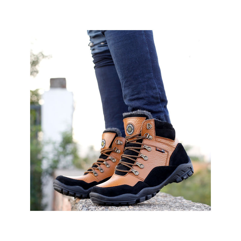 Bacca Bucci Mens Kailash Splash Leather Boots with Fur (UK 6)