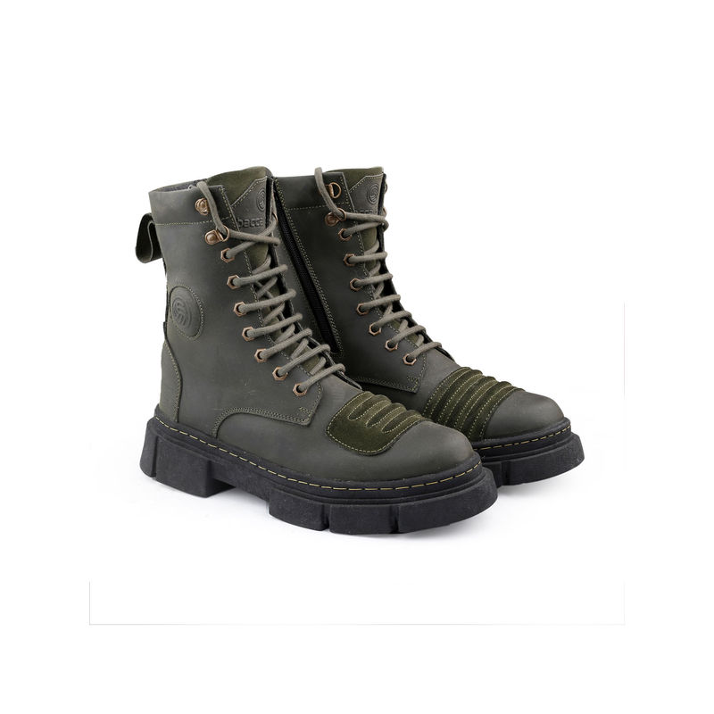 Bacca Bucci Sinister Oil Pull-Up Leather Combat Boots For Men (UK 10)