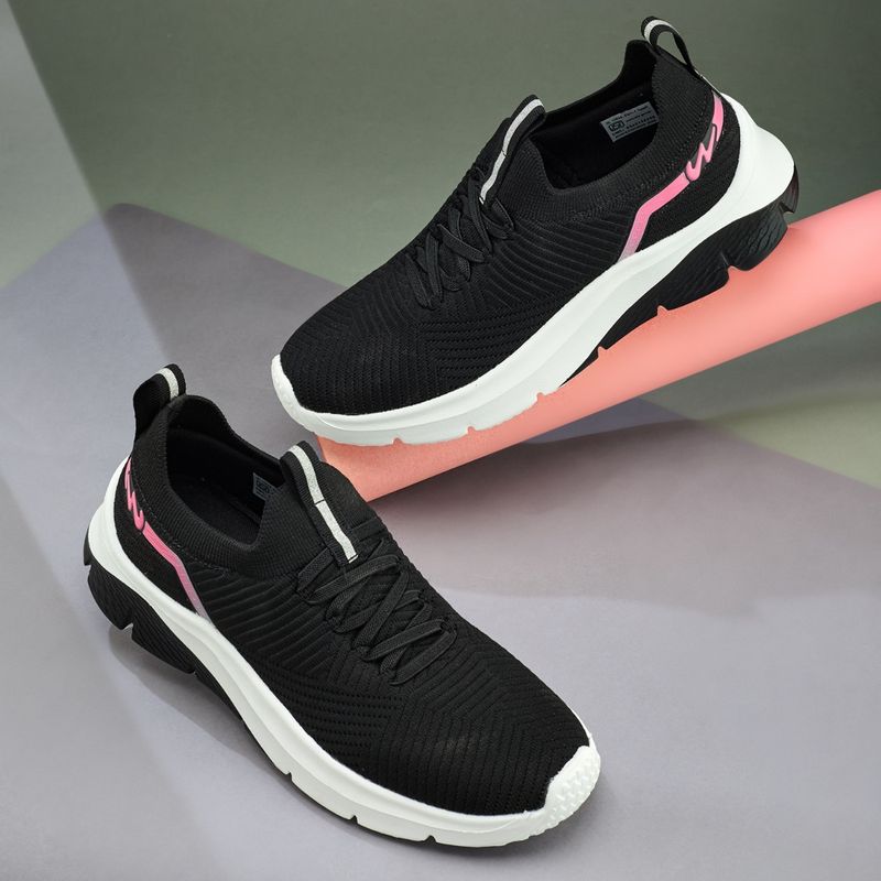 Campus LUMI Women Black Lace-Up Walking Shoes (UK 4)