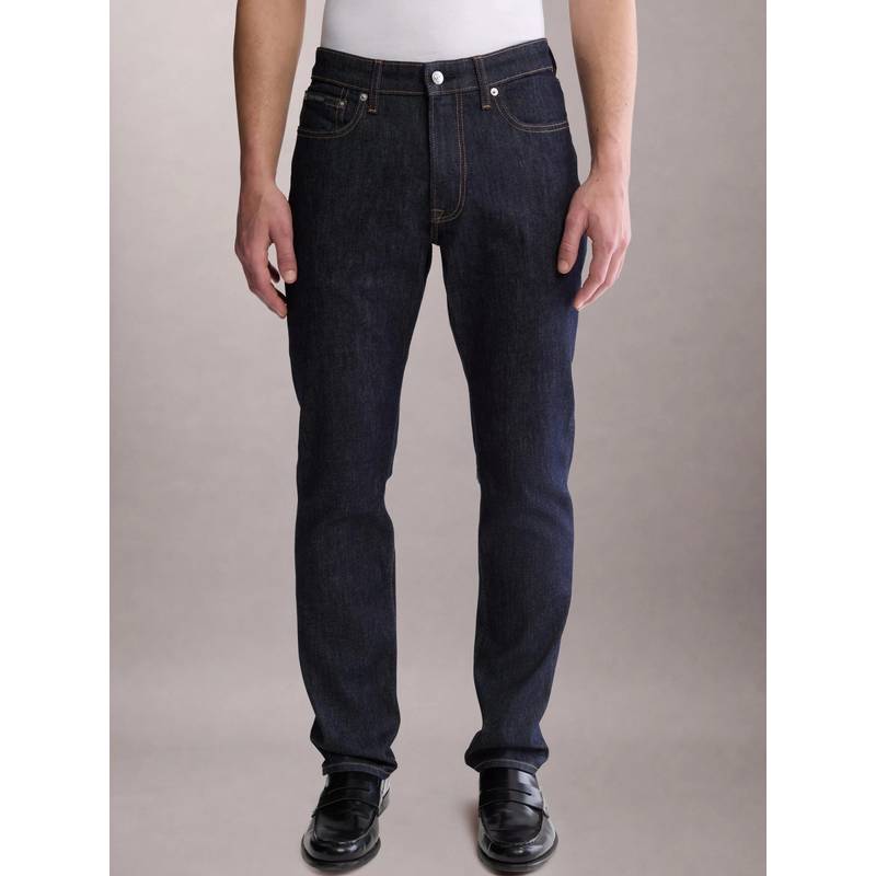 Calvin Klein Mens Blue Rinse-Wash Slim Fit Mid Rise Jeans (34)