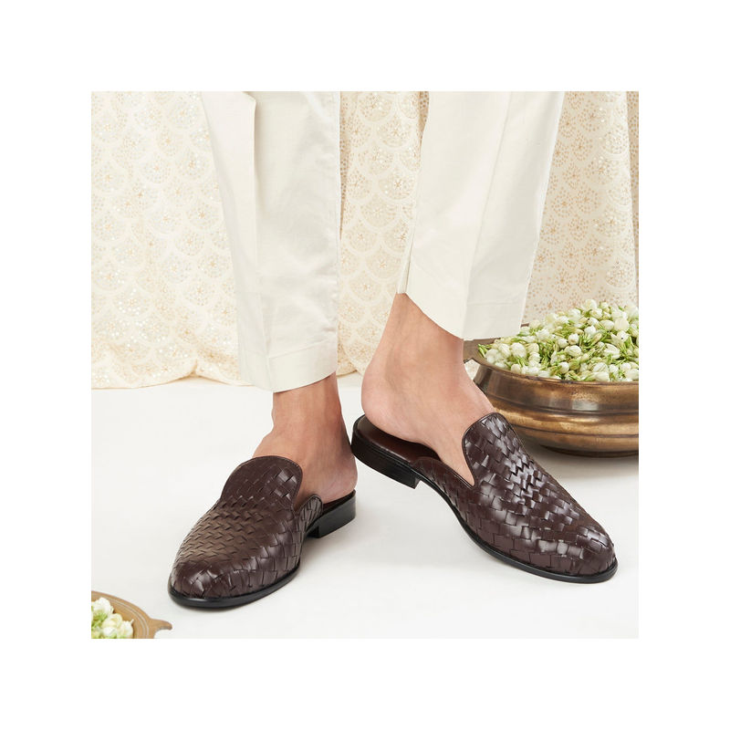 SKO Men David Brown Weave Vegan Leather Mules (UK 6)