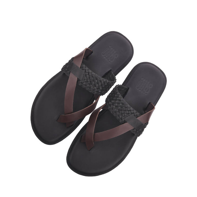 SKO Men Genoa Black Vegan Leather Slippers (UK 6)