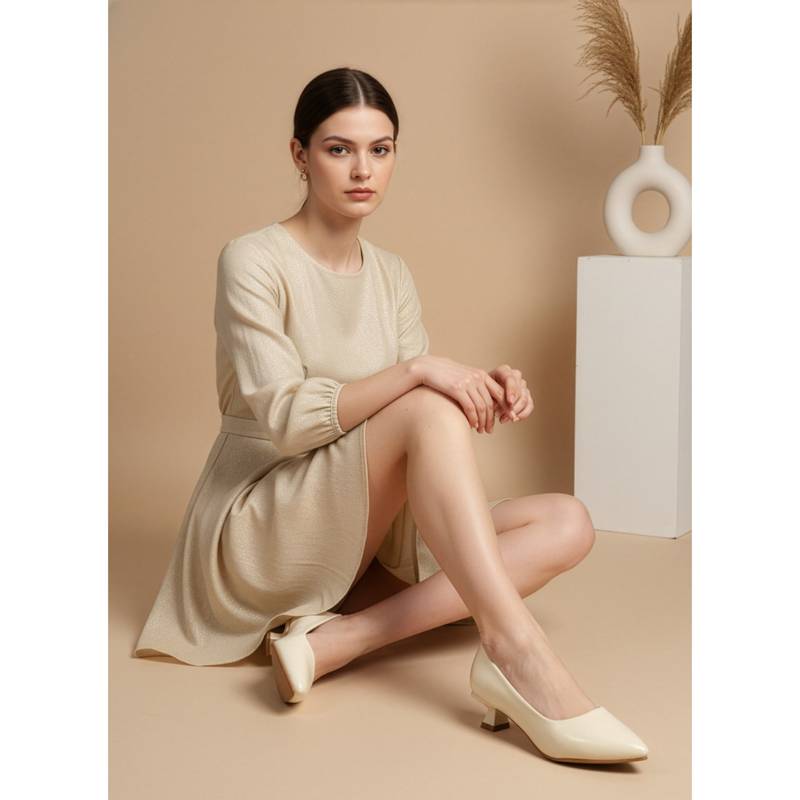 Dollphin Women Cream Pump Heels (EURO 36)