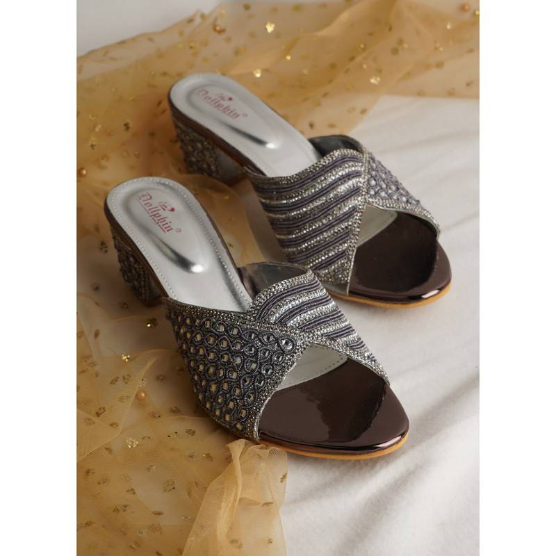 Dollphin Women Grey Block Heels (EURO 37)