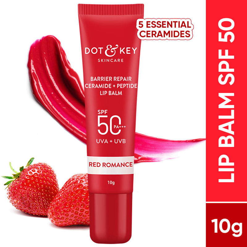 Dot & Key Ceramide & Peptide Barrier Repair SPF 50 PA+++ Tinted Lip Balm For Plump Lip - Red Romance