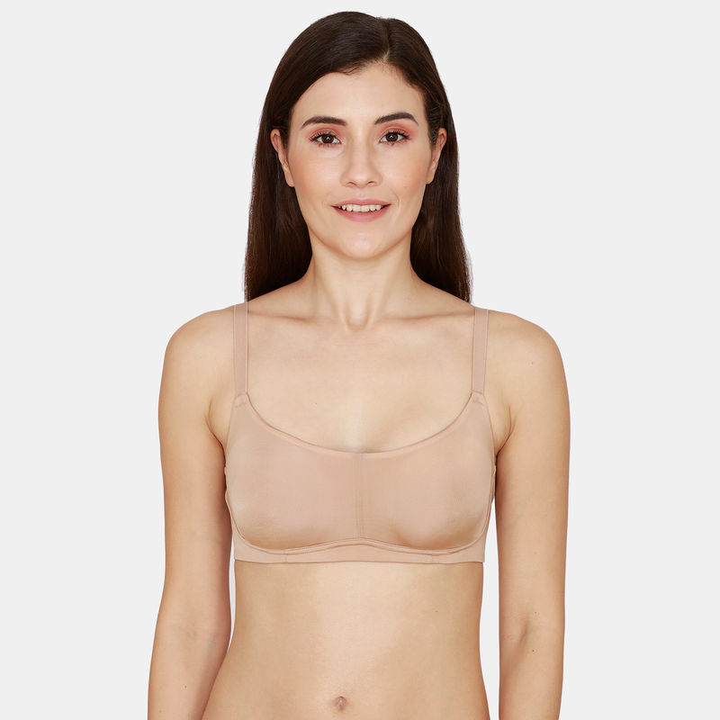 Zivame Copper Infused Double Layered Non-Wired 3/4Th Coverage T-Shirt Bra - Roebuck - Nude (32B)