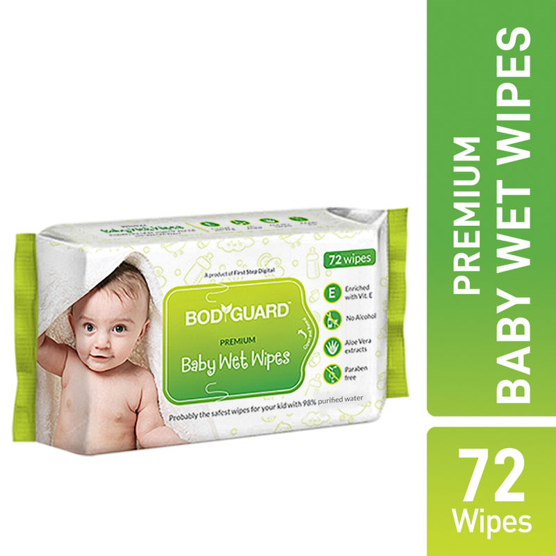 Bodyguard Premium Baby Wet Wipes with Aloe Vera - 72 Wipes