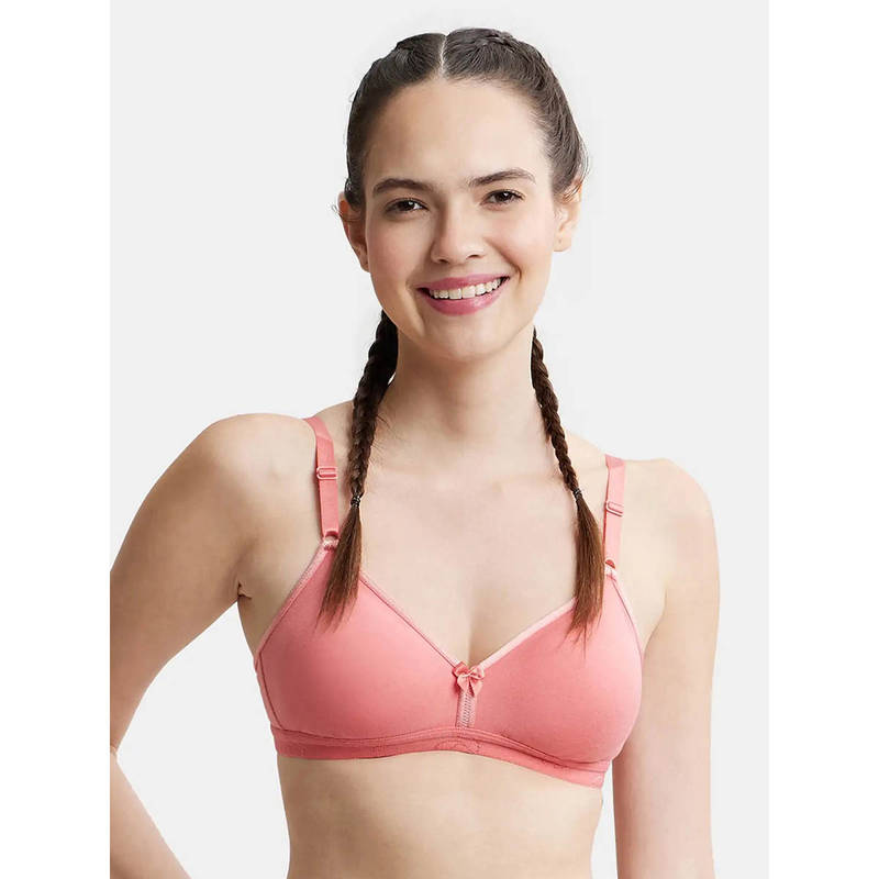 Jockey 1581 Wirefree Non Padded Cotton Medium Coverage Beginners Bra - Candy Pink (32C)