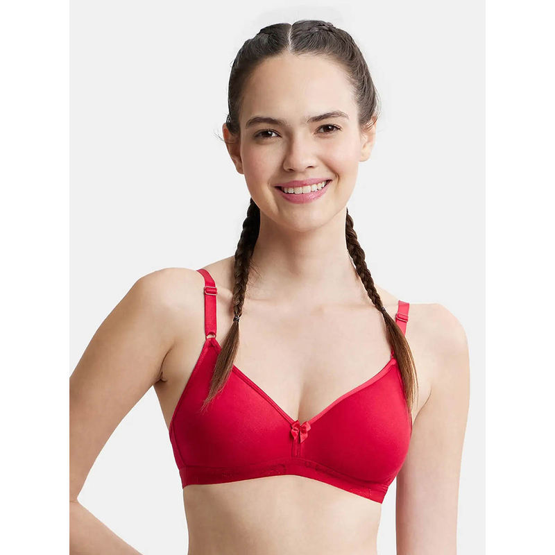 Jockey 1581 Wirefree Non Padded Cotton Medium Coverage Beginners Bra - Red Love (34C)