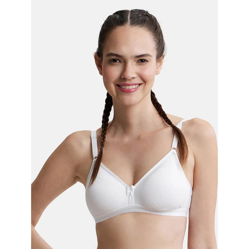 Jockey 1581 Wirefree Non Padded Cotton Medium Coverage Beginners Bra - White (36C)