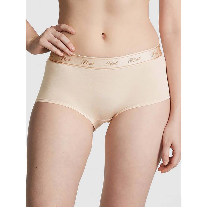 Victoria's Secret Women Beige Cotton Shine Boyshorts (XL)