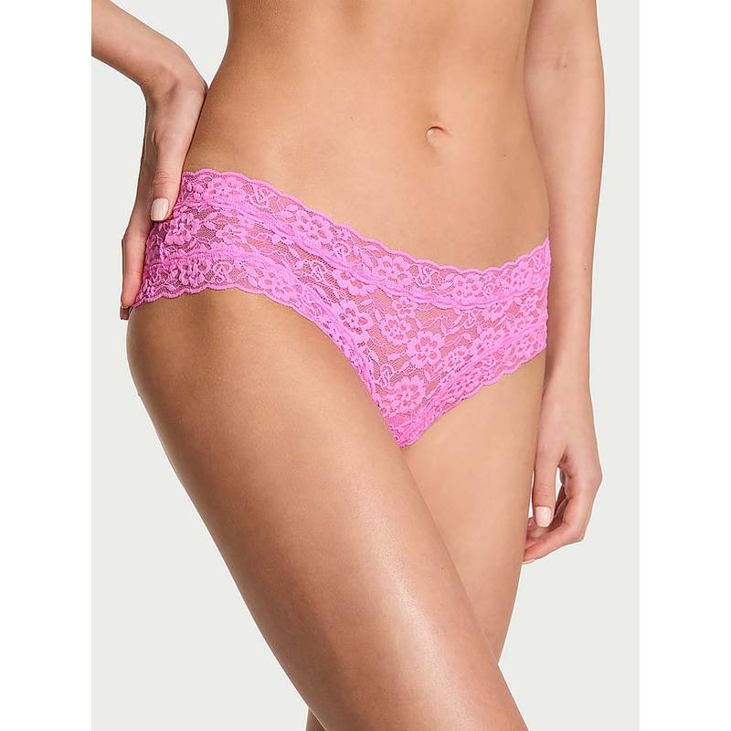 Victoria's Secret Women Light Pink The Lacie Lace Cheeky Brief Panty (L)