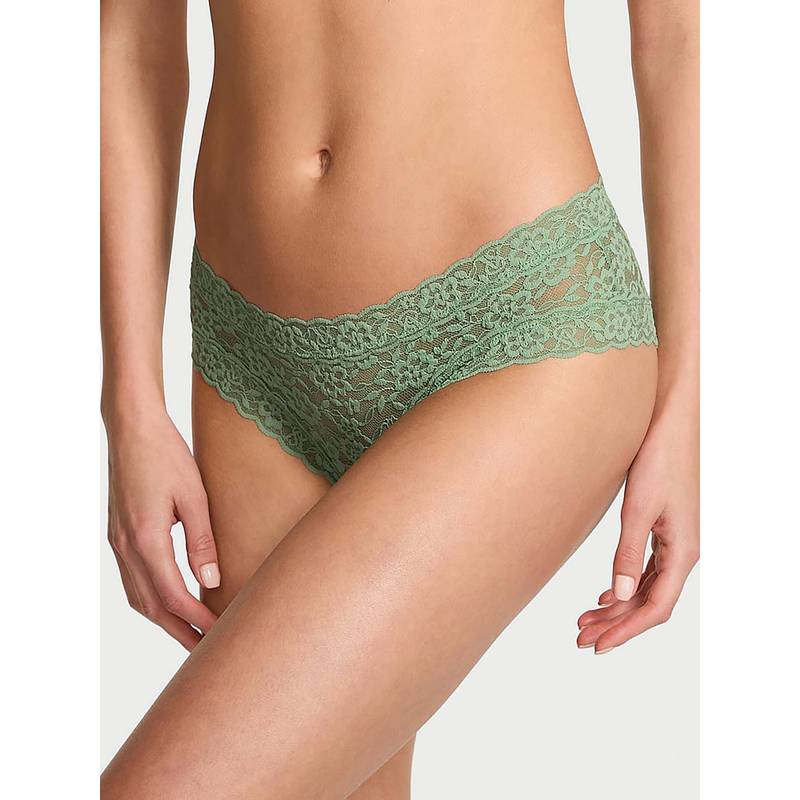 Victoria's Secret Women Green The Lacie Lace Cheeky Brief Panty (XS)