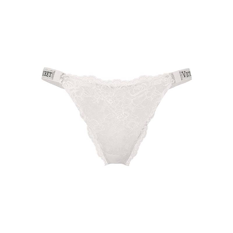Victoria's Secret Women White Very Sexy Shine Strap Brazilian Thong Panty (M)
