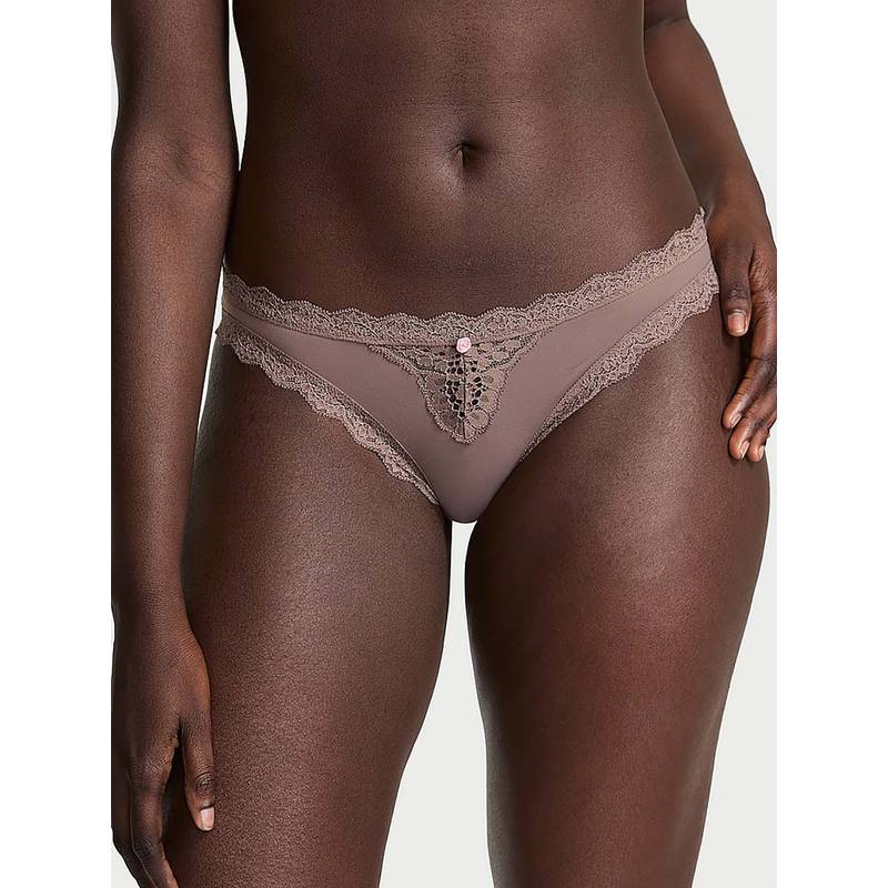 Victoria's Secret Women Grey Dream Angels Lace-Trim Bikini (XS)