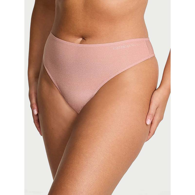 Victoria's Secret Women Light Pink Shimmer Thong Panty (XS)