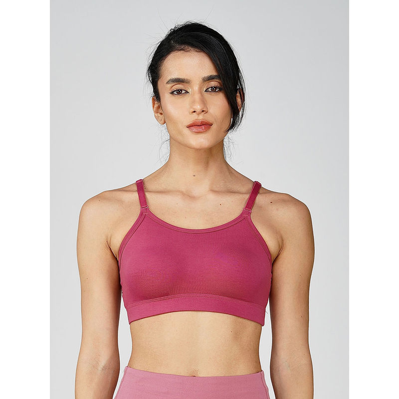 2PEACE Pink Solid Non-Wired Non-Padded Full Coverage Sports Bra (XS)
