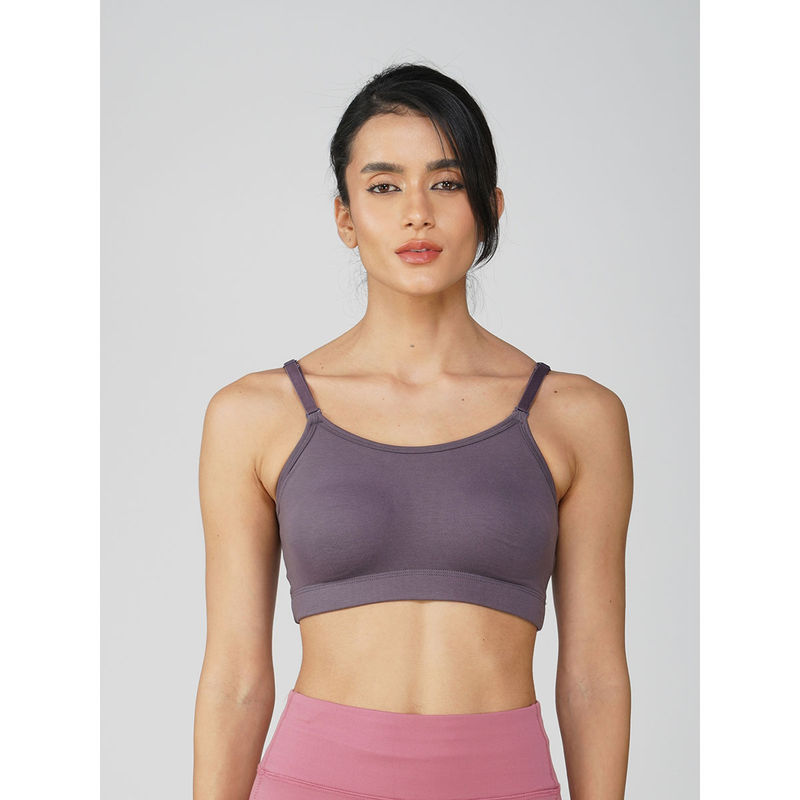 2PEACE Grey Solid Non-Wired Non-Padded Full Coverage Sports Bra (L)