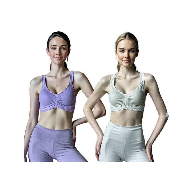 Secrets By ZeroKaata Assorted Solid Lightly Padded Sports Bra Women (Pack of 2) (XS)