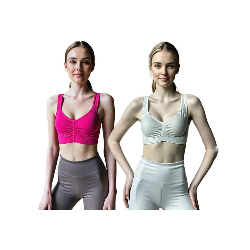 Secrets By ZeroKaata Assorted Solid Lightly Padded Sports Bra Women (Pack of 2) (XS)