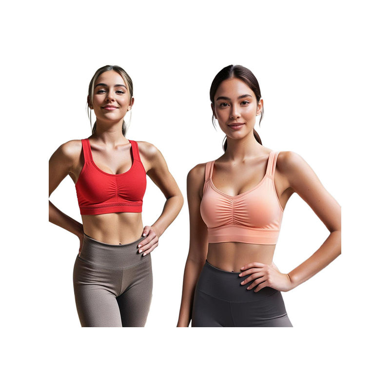 Secrets By ZeroKaata Assorted Solid Lightly Padded Sports Bra Women (Pack of 2) (XS)