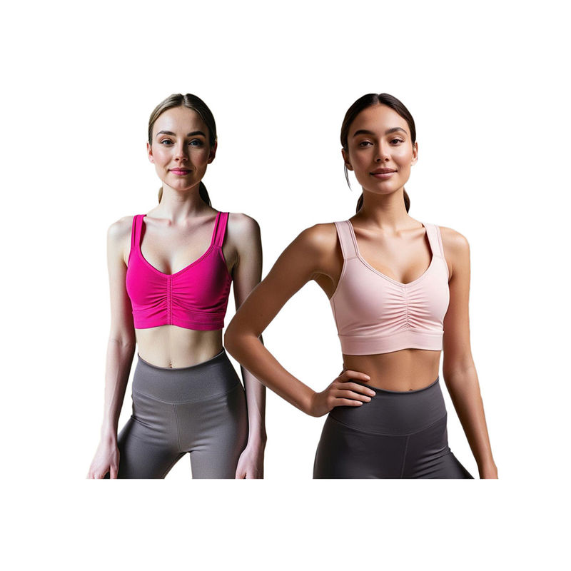 Secrets By ZeroKaata Assorted Solid Lightly Padded Sports Bra Women (Pack of 2) (XS)