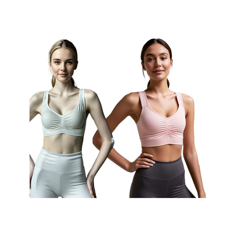 Secrets By ZeroKaata Assorted Solid Lightly Padded Sports Bra Women (Pack of 2) (XS)