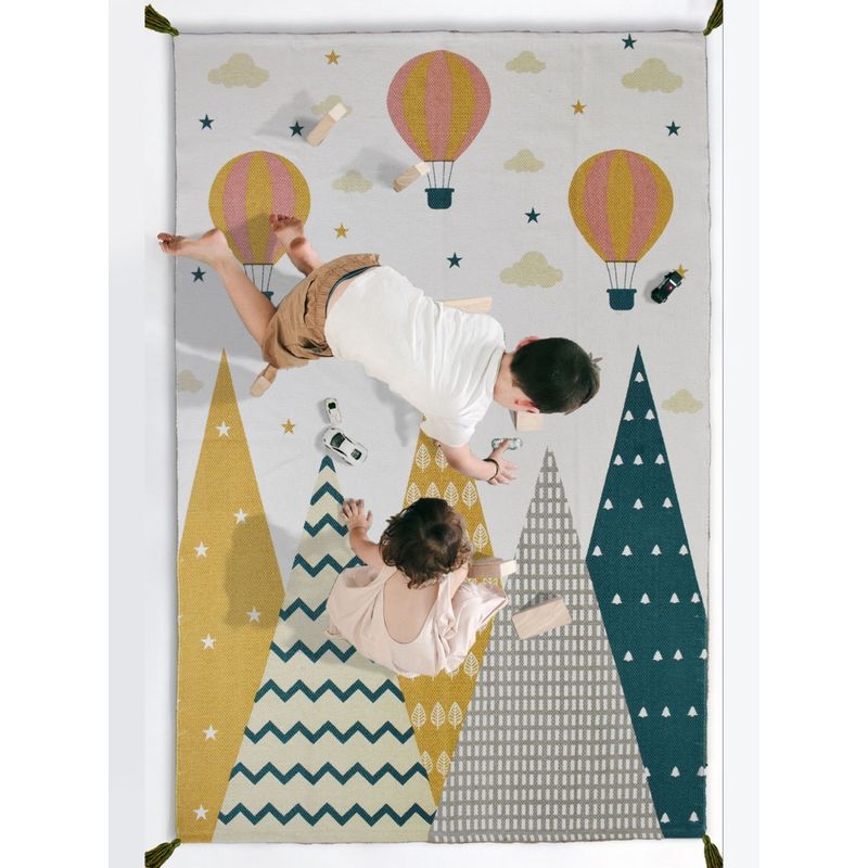 Urban Space Printed Anti Skid Cotton Area Rug - Dhurrie - Floor Carpet with Tassels (3x5 feet)