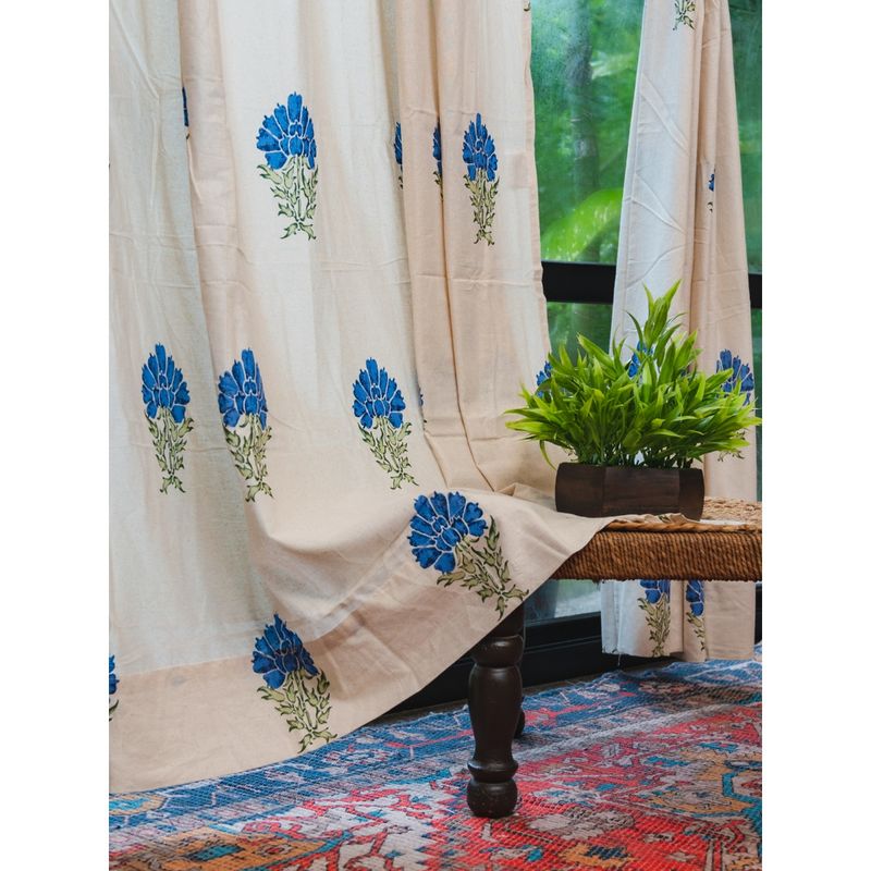 Urban Space Cotton Window Curtains 5 ft with Tab Top & Tieback 2 Pieces (5x4 feet)