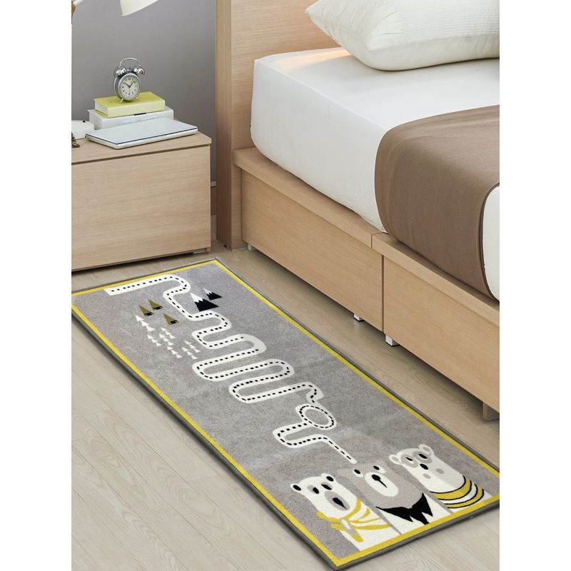 Urban Space 3D Digital Grey Carpet - Rug for Bedroom with Anti Slip Backing (3x5 feet)