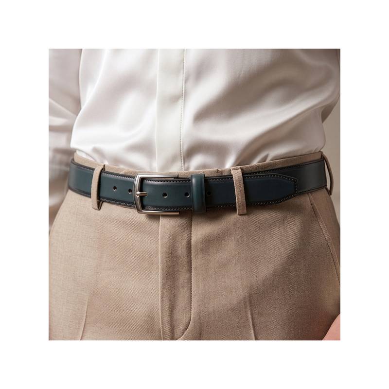 Aditi Wasan Mens Profile Teal Genuine Leather Belt (30)