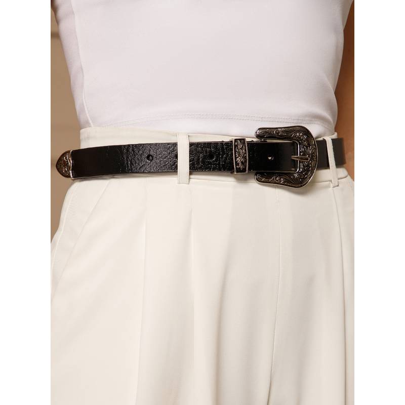 Aditi Wasan Black Western Womens Genuine Leather Belt (28)