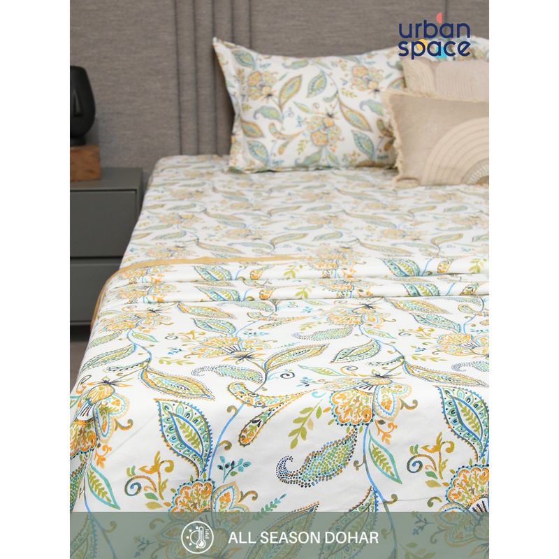 Urban Space Microfiber Cotton Reversible Dohar for Bed - Iris Blue (Single)