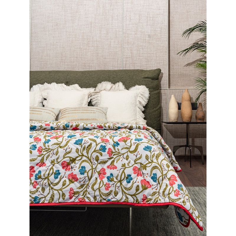 Urban Space 3 Layer Reversible Microfiber Ac Blanket - Kashmir Pink & Blue (Double)