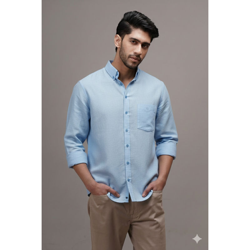 CLUBHAVANA Blue Sky Blue Linen Shirt (S)