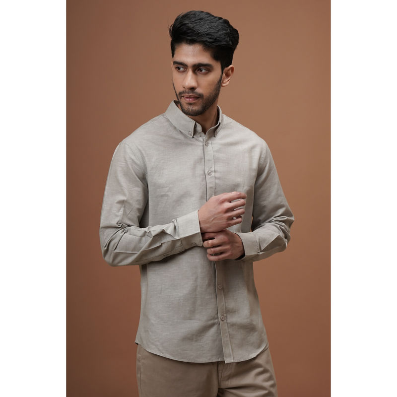 CLUBHAVANA Grey Stone Grey Linen Shirt (S)