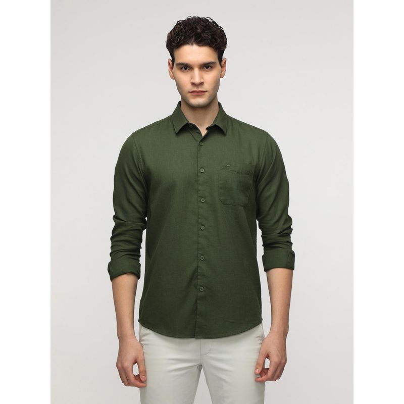 Crocodile Green Waffle Solid Shirt (46)