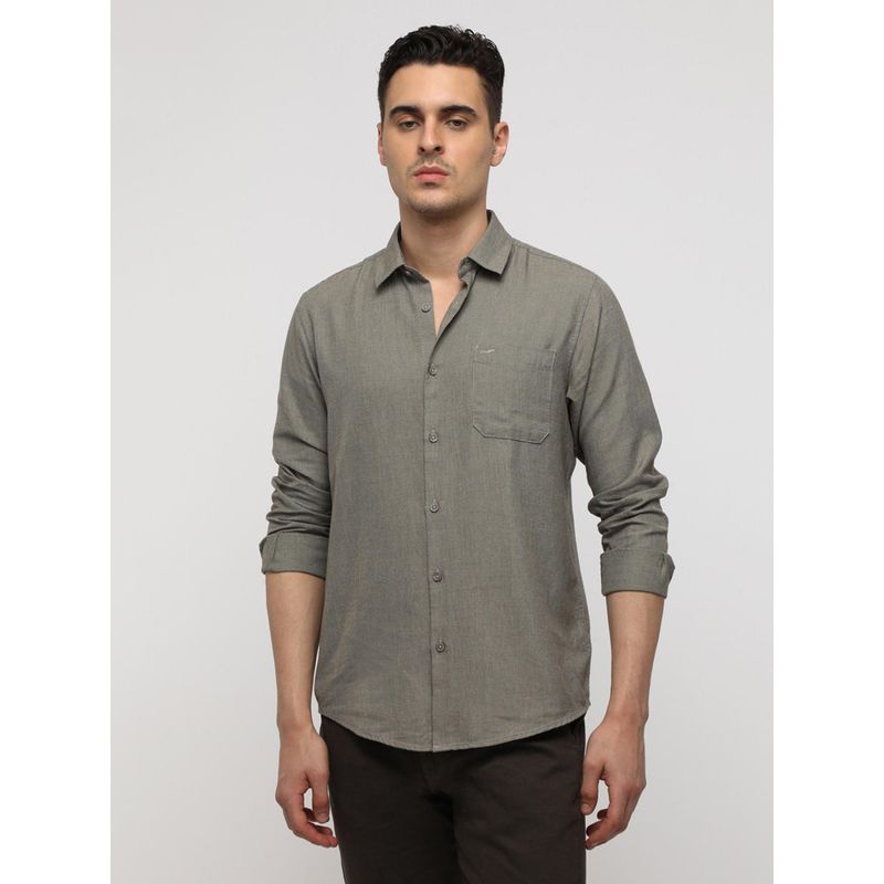 Crocodile Dual Tone Grey Premium Textured Shirt (46)