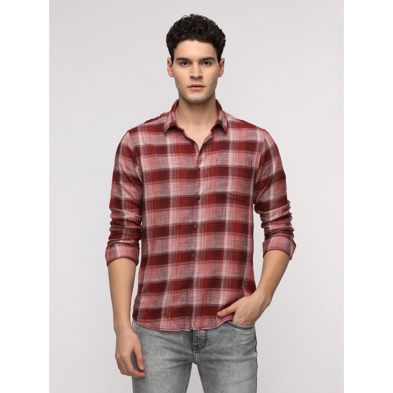 Crocodile Red Checks Pattern Shirt (46)