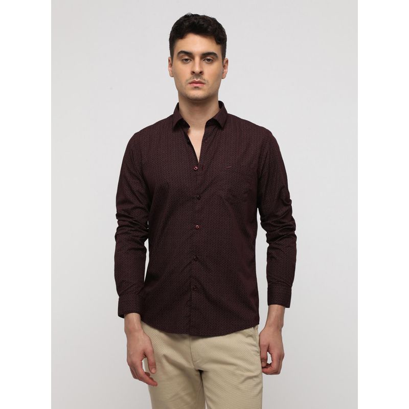 Crocodile Burgundy Micro Printed Shirt (44)