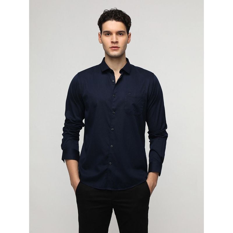 Crocodile Navy Blue Bamboo Cotton Soft Premium Shirt (40)
