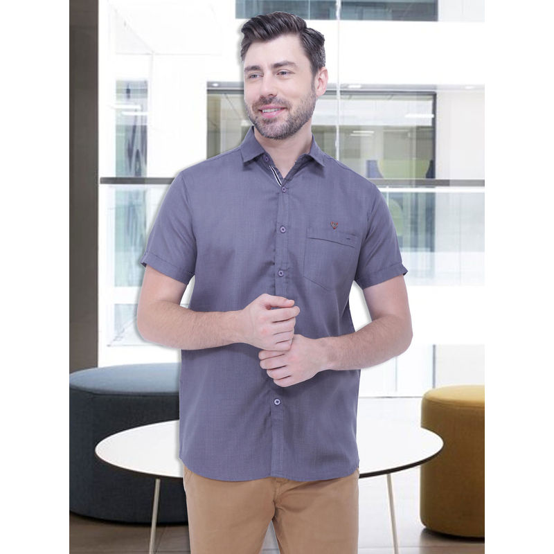 Buy KUONS AVENUE Mens Linen Blend Half Sleeve Casual Shirt Purple