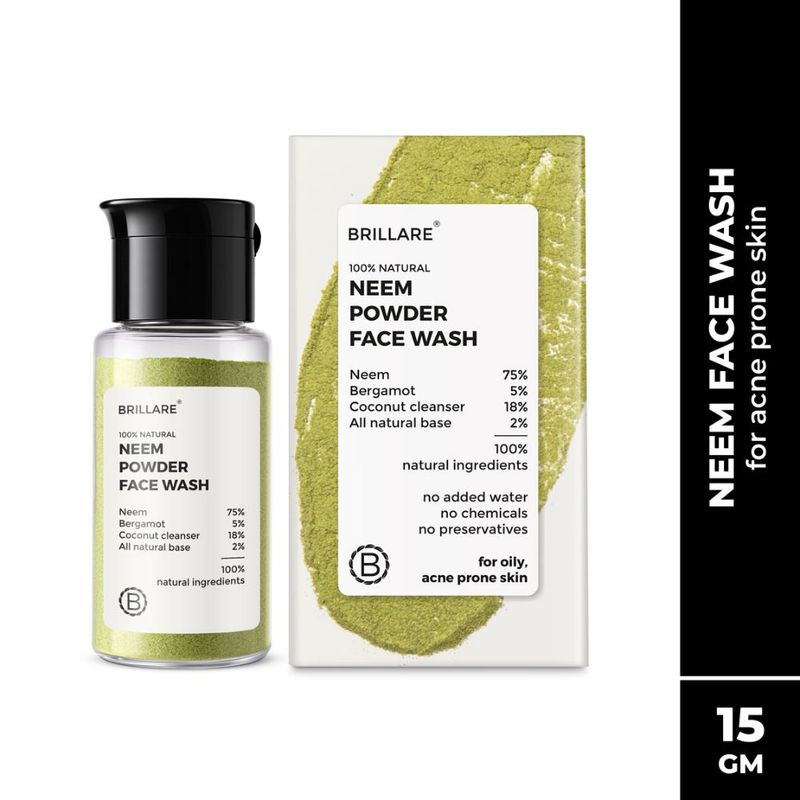 Brillare Neem Powder Face Wash For Clear, Purified, Acne Prone Skin